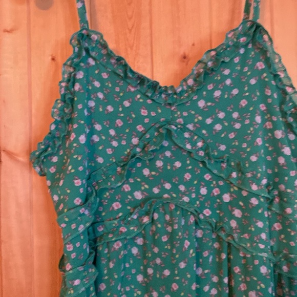 Green Floral Ruffle Dress - Picture 2 of 5